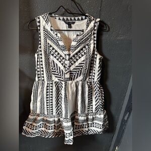 Tribal Black and White Geometric Sleeveless Sundress